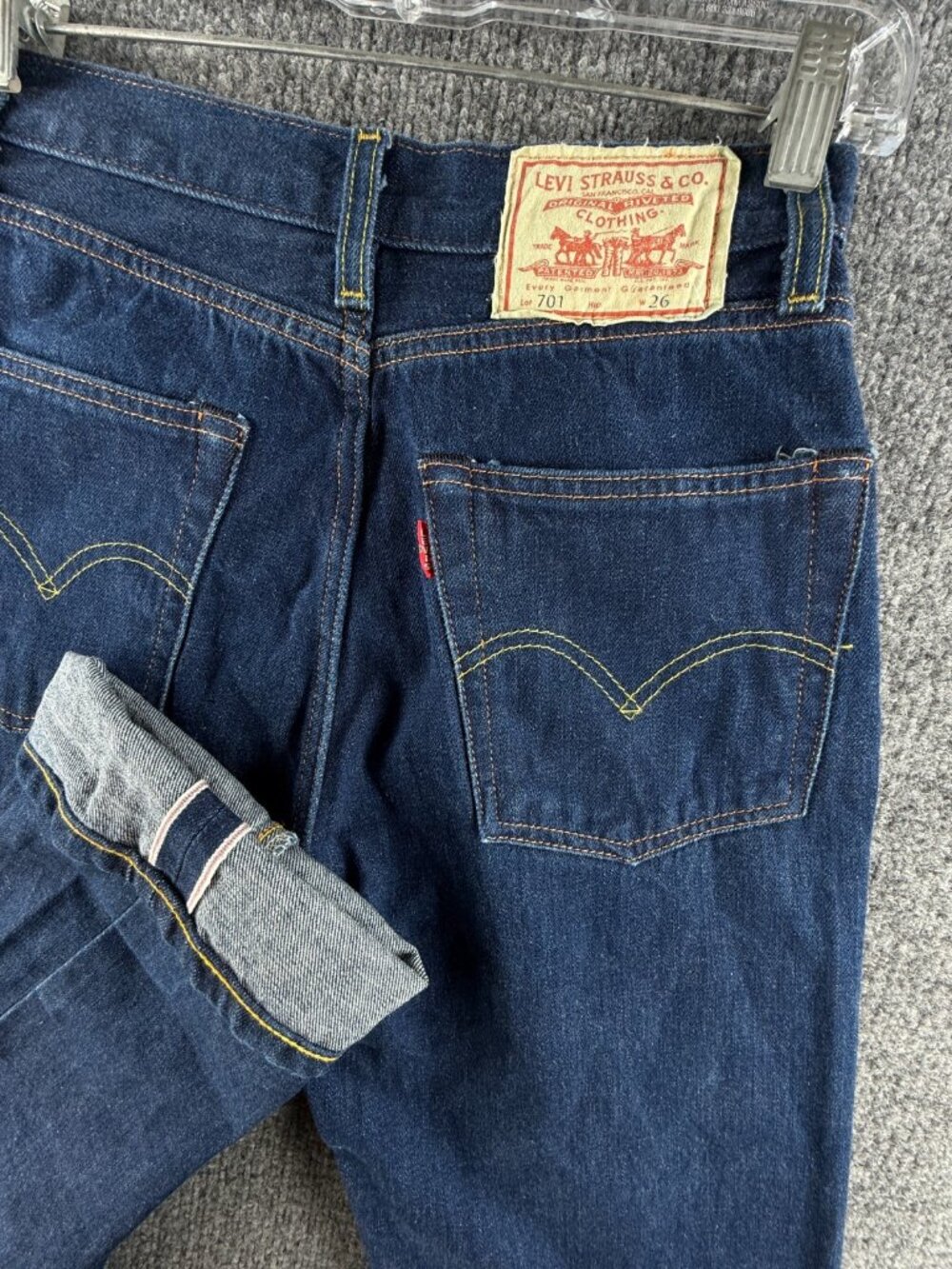 Levis 702 LVC Jeans Selvedge Big E Denim Jeans Dark Wash All Cotton ACTL 26X32